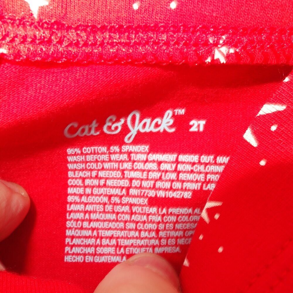 NEW Cat & Jack 2 Piece Outfit Glitter Reindeer Red Stars Chrsitmas Girls 2T - Picture 6 of 7